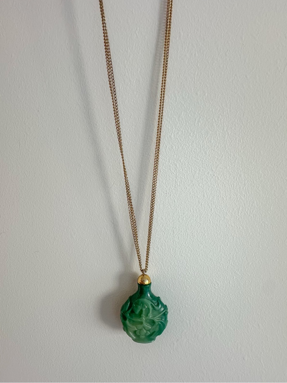 Vintage Glass Jade Bottle Necklace